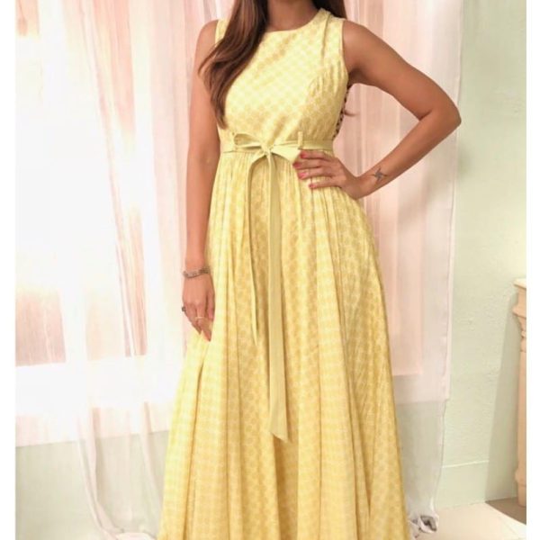 Yellow Printed Maxi with Belt