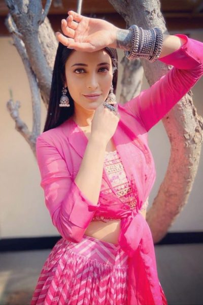 Pink Lehenga with a Knotted Shirt & Bustier